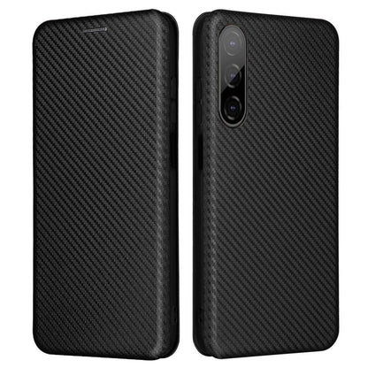 For HTC Desire 22 Pro 5G Card Holder Carbon Fiber Texture PU Leather Case Stand Phone Cover