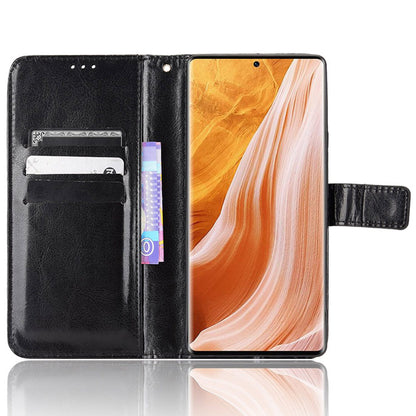 For ZTE Axon 40 Pro 5G Crazy Horse Texture Magnetic Handbag PU Leather Wallet Stand Inner TPU Anti-Scratch Flip Cover with Strap