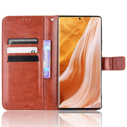 For ZTE Axon 40 Pro 5G Crazy Horse Texture Magnetic Handbag PU Leather Wallet Stand Inner TPU Anti-Scratch Flip Cover with Strap