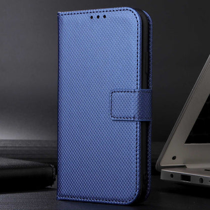 For ZTE Axon 40 Pro 5G PU Leather Folio Case Stand Book Design Diamond Texture Magnetic Closure Flip Wallet Cover with Strap