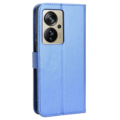 For ZTE Axon 40 Pro 5G PU Leather Folio Case Stand Book Design Diamond Texture Magnetic Closure Flip Wallet Cover with Strap