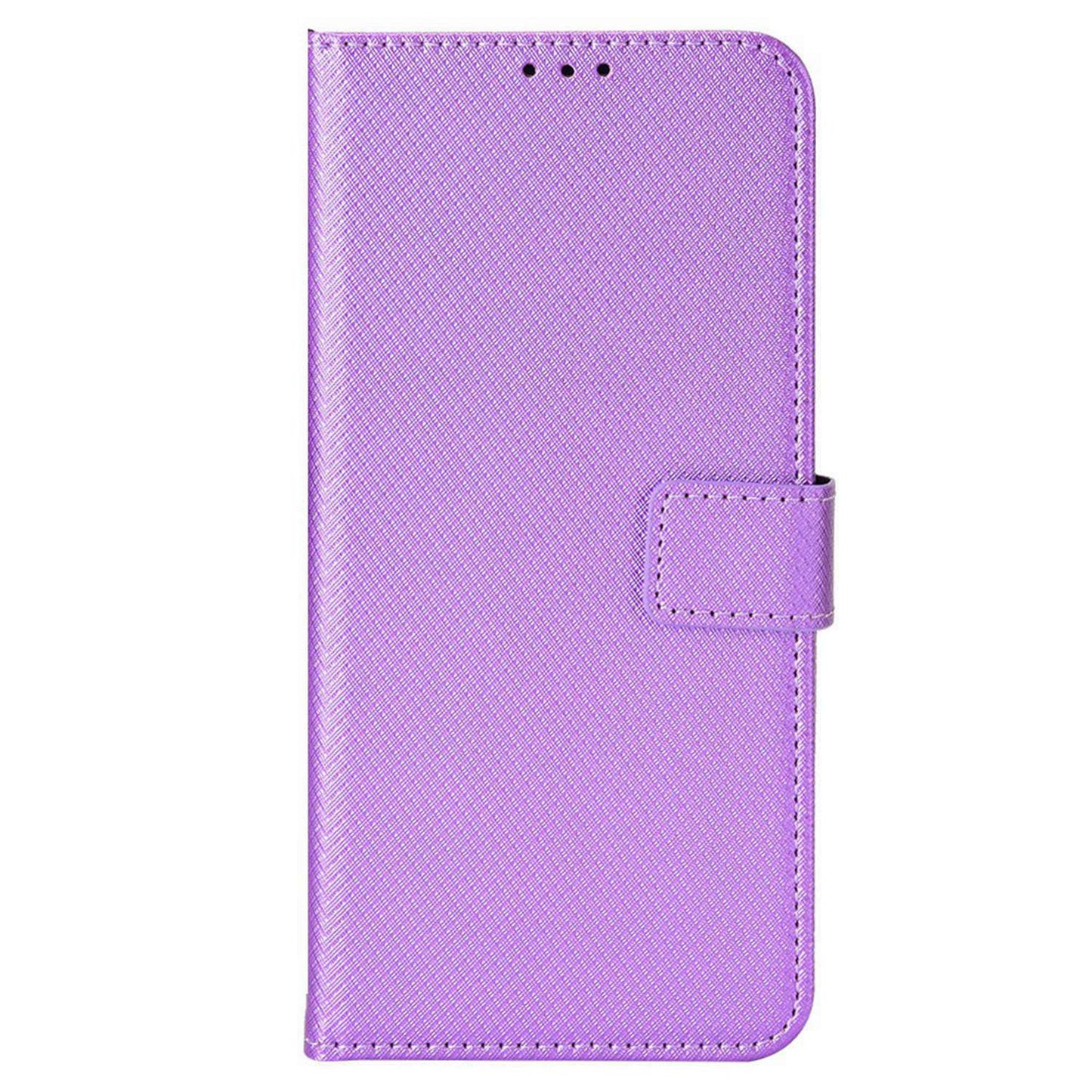 For ZTE Axon 40 Pro 5G PU Leather Folio Case Stand Book Design Diamond Texture Magnetic Closure Flip Wallet Cover with Strap