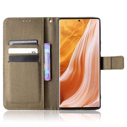 For ZTE Axon 40 Pro 5G PU Leather Folio Case Stand Book Design Diamond Texture Magnetic Closure Flip Wallet Cover with Strap