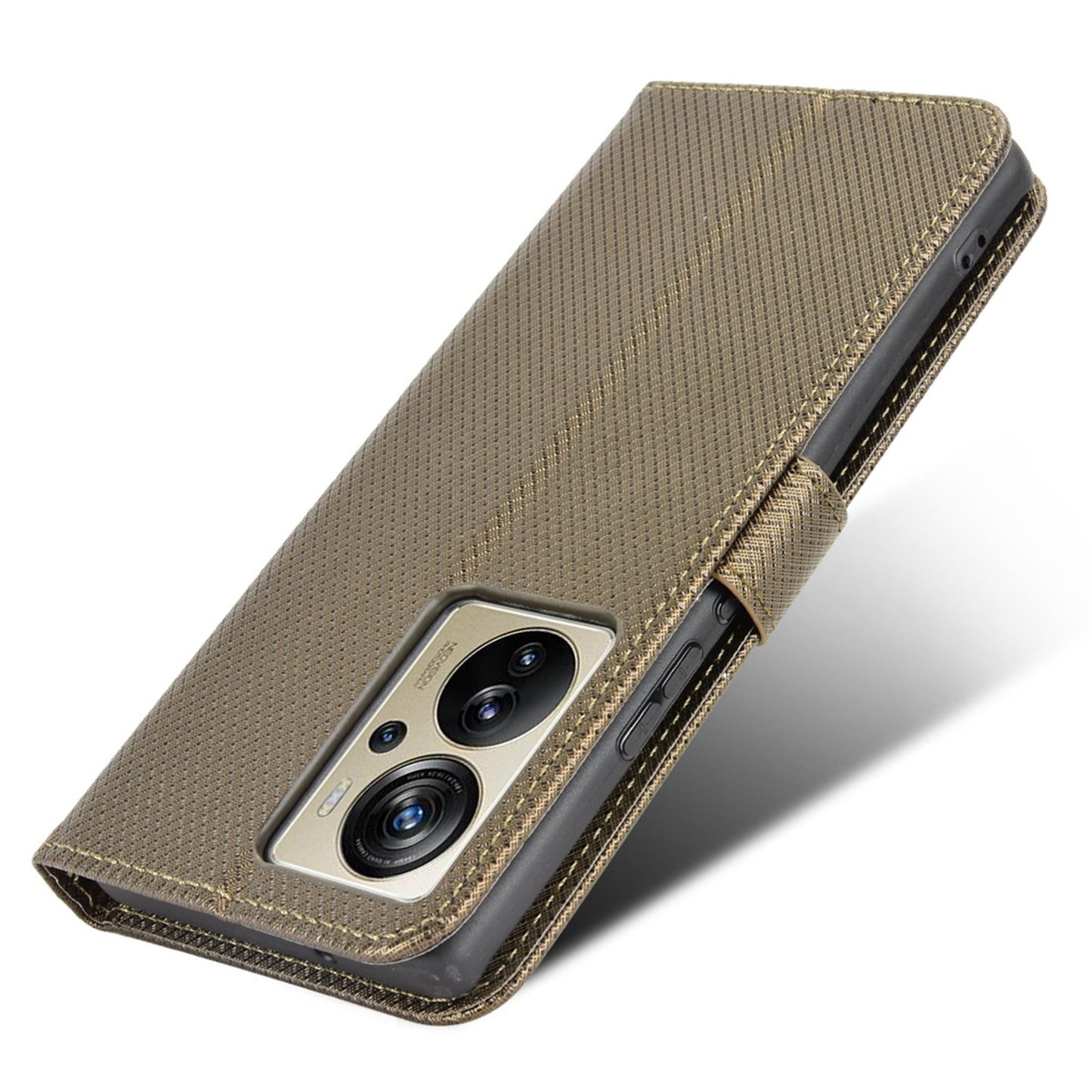 For ZTE Axon 40 Pro 5G PU Leather Folio Case Stand Book Design Diamond Texture Magnetic Closure Flip Wallet Cover with Strap