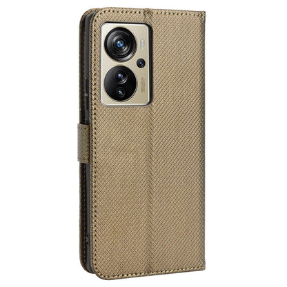 For ZTE Axon 40 Pro 5G PU Leather Folio Case Stand Book Design Diamond Texture Magnetic Closure Flip Wallet Cover with Strap