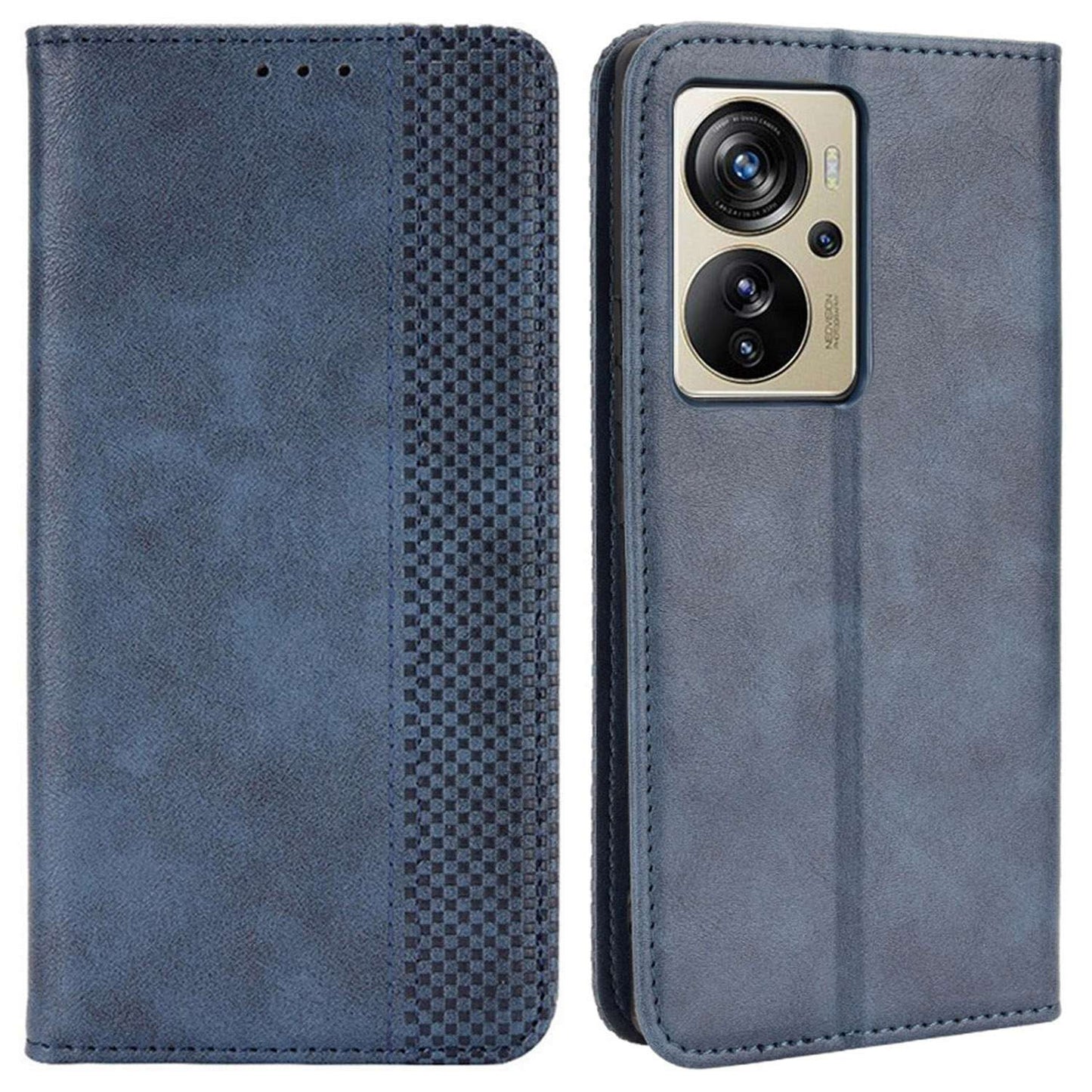 For ZTE Axon 40 Pro 5G Vintage PU Leather Wallet Case Hands-Free Stand Magnetic Absorption Flip Folio Cover