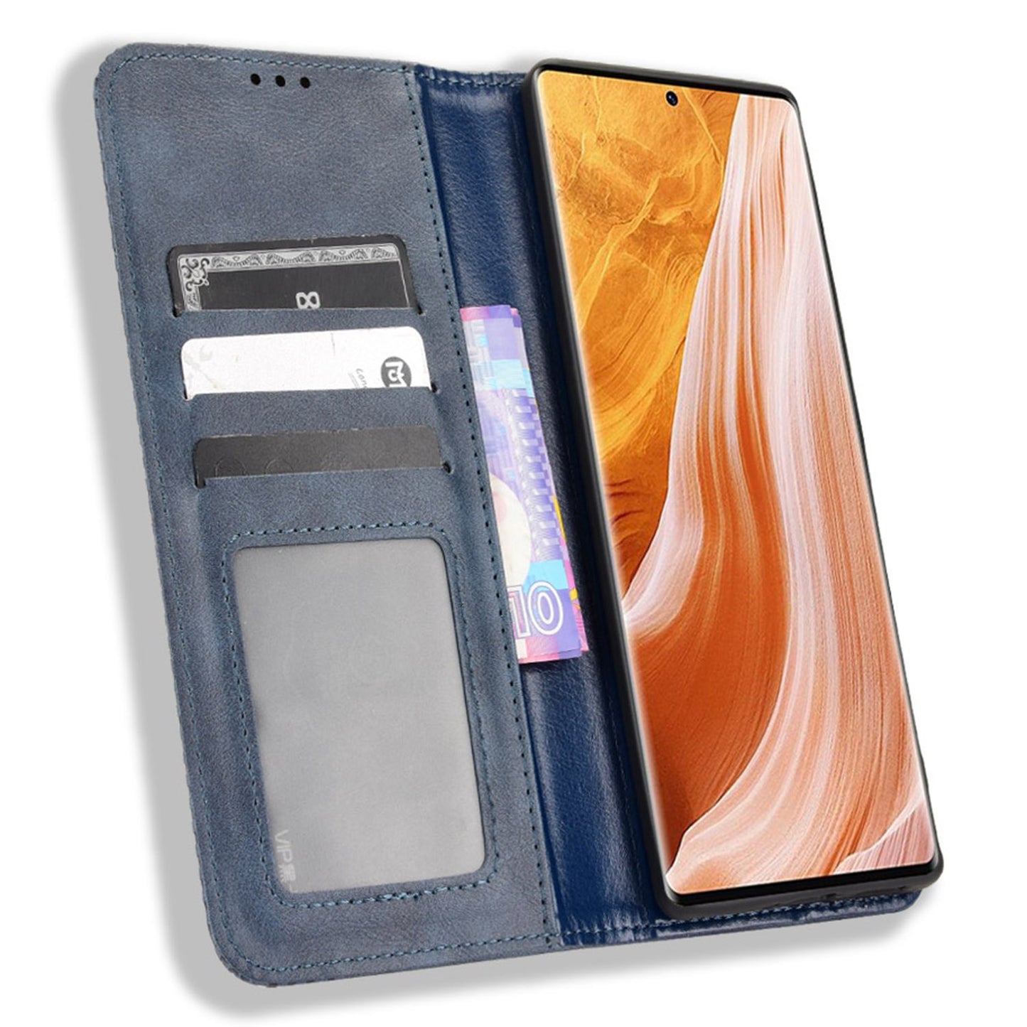 For ZTE Axon 40 Pro 5G Vintage PU Leather Wallet Case Hands-Free Stand Magnetic Absorption Flip Folio Cover