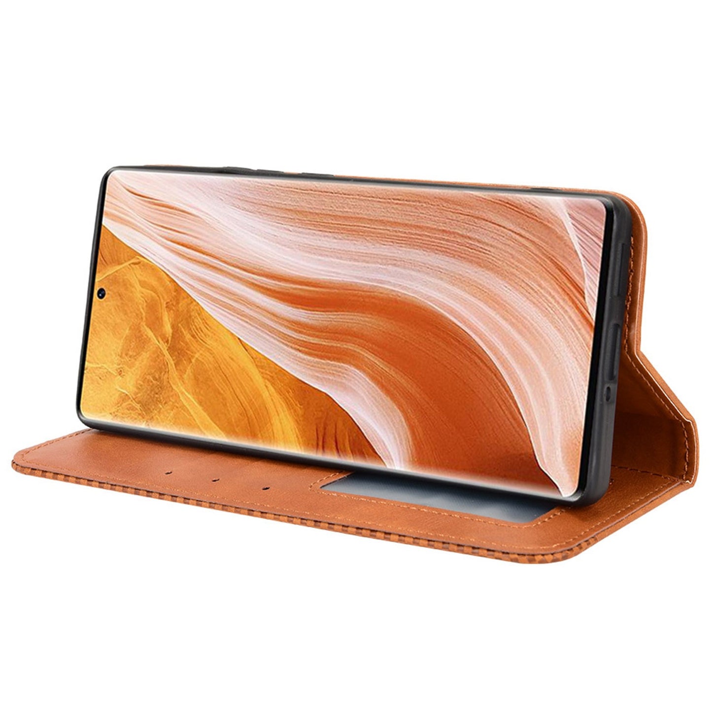 For ZTE Axon 40 Pro 5G Vintage PU Leather Wallet Case Hands-Free Stand Magnetic Absorption Flip Folio Cover