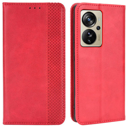 For ZTE Axon 40 Pro 5G Vintage PU Leather Wallet Case Hands-Free Stand Magnetic Absorption Flip Folio Cover