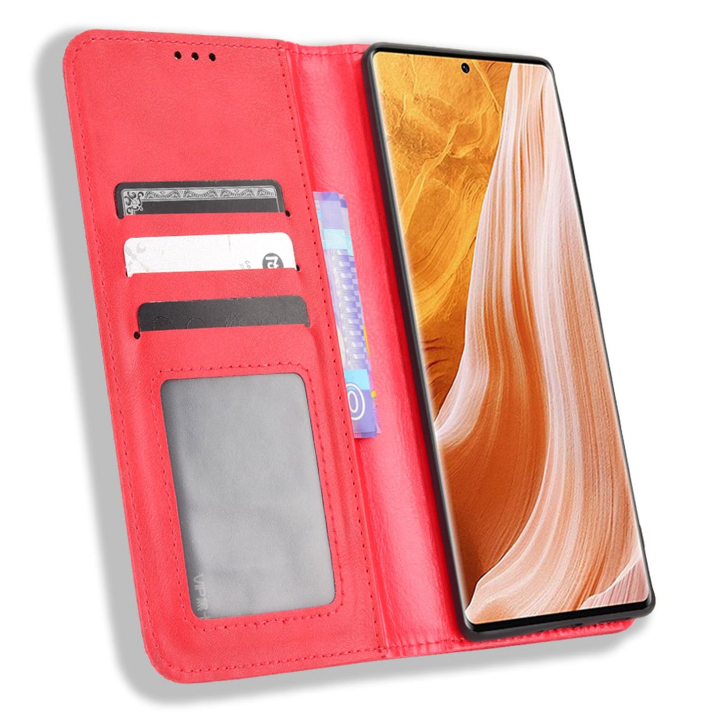 For ZTE Axon 40 Pro 5G Vintage PU Leather Wallet Case Hands-Free Stand Magnetic Absorption Flip Folio Cover