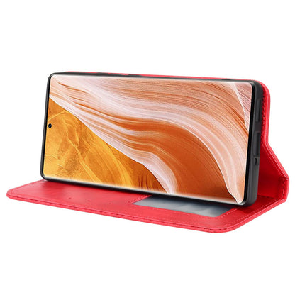 For ZTE Axon 40 Pro 5G Vintage PU Leather Wallet Case Hands-Free Stand Magnetic Absorption Flip Folio Cover