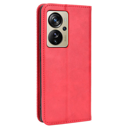 For ZTE Axon 40 Pro 5G Vintage PU Leather Wallet Case Hands-Free Stand Magnetic Absorption Flip Folio Cover