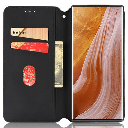 For ZTE Axon 40 Ultra 5G Imprinting Rhombus Pattern Phone Case Magnetic Absorption PU Leather Wallet Stand Cover