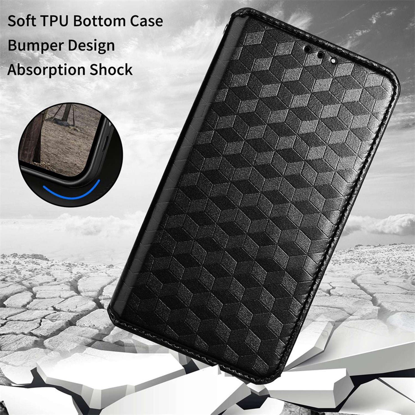 For ZTE Axon 40 Ultra 5G Imprinting Rhombus Pattern Phone Case Magnetic Absorption PU Leather Wallet Stand Cover