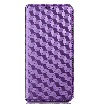 For ZTE Axon 40 Ultra 5G Imprinting Rhombus Pattern Phone Case Magnetic Absorption PU Leather Wallet Stand Cover