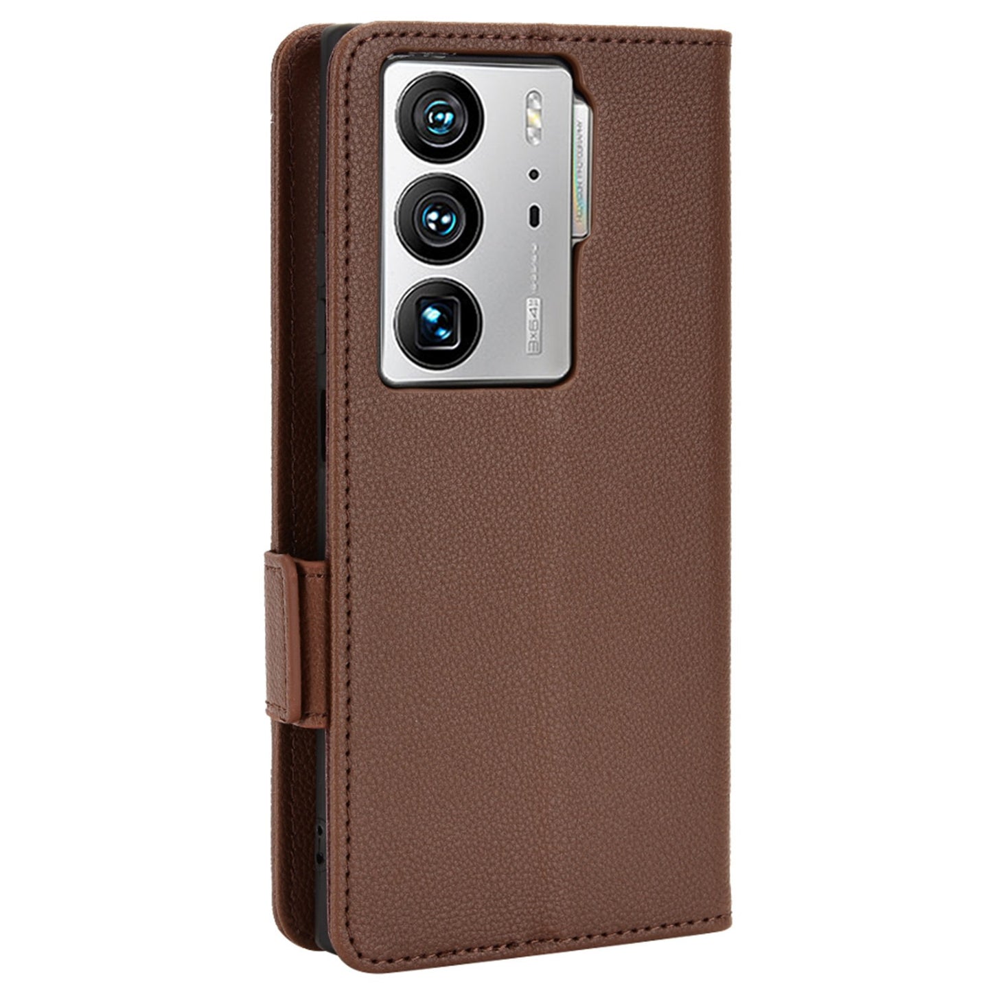 Litchi Texture Phone Cover for ZTE Axon 40 Ultra 5G, PU Leather Folio Flip Magnetic Clasp Case with Wallet Stand