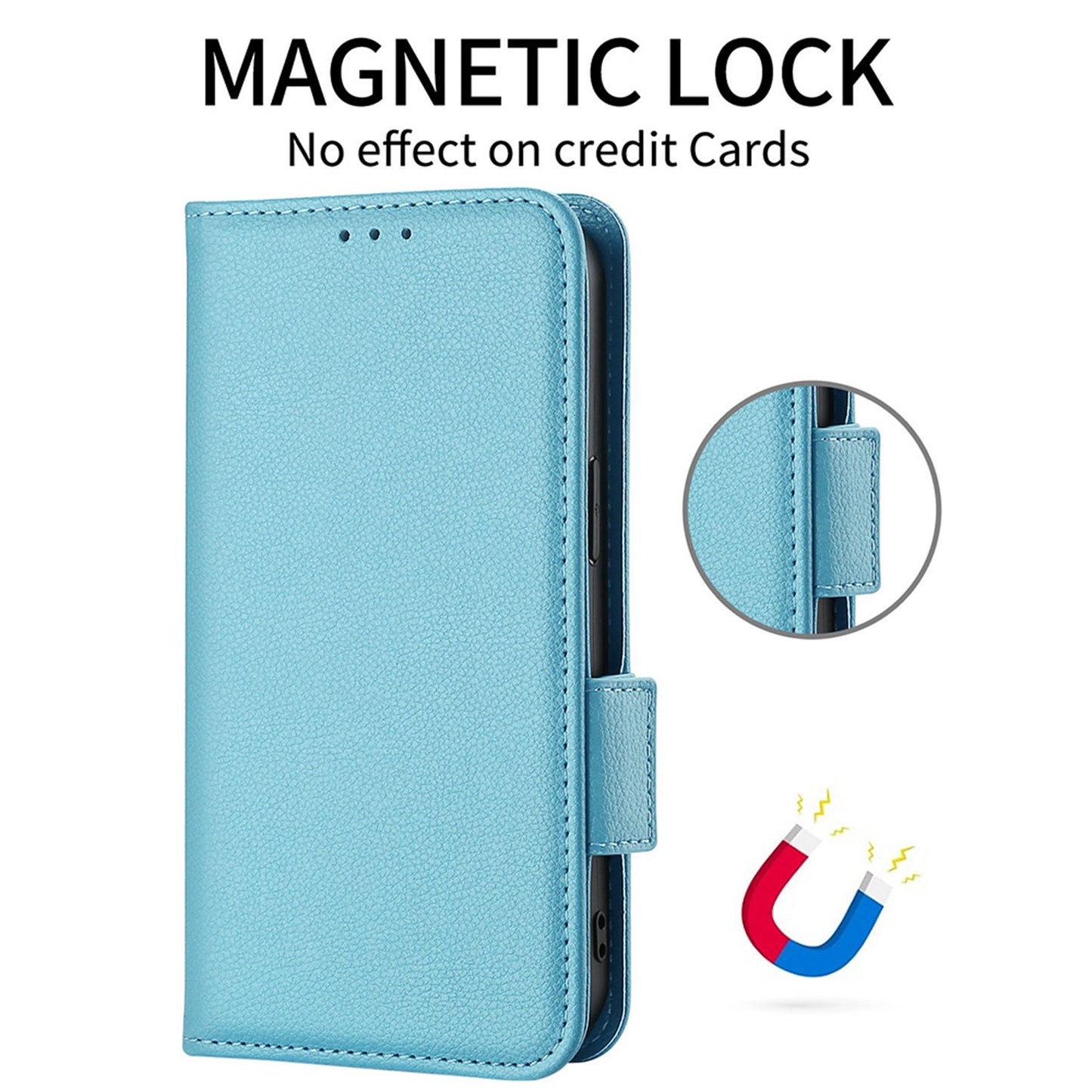 Litchi Texture Phone Cover for ZTE Axon 40 Ultra 5G, PU Leather Folio Flip Magnetic Clasp Case with Wallet Stand