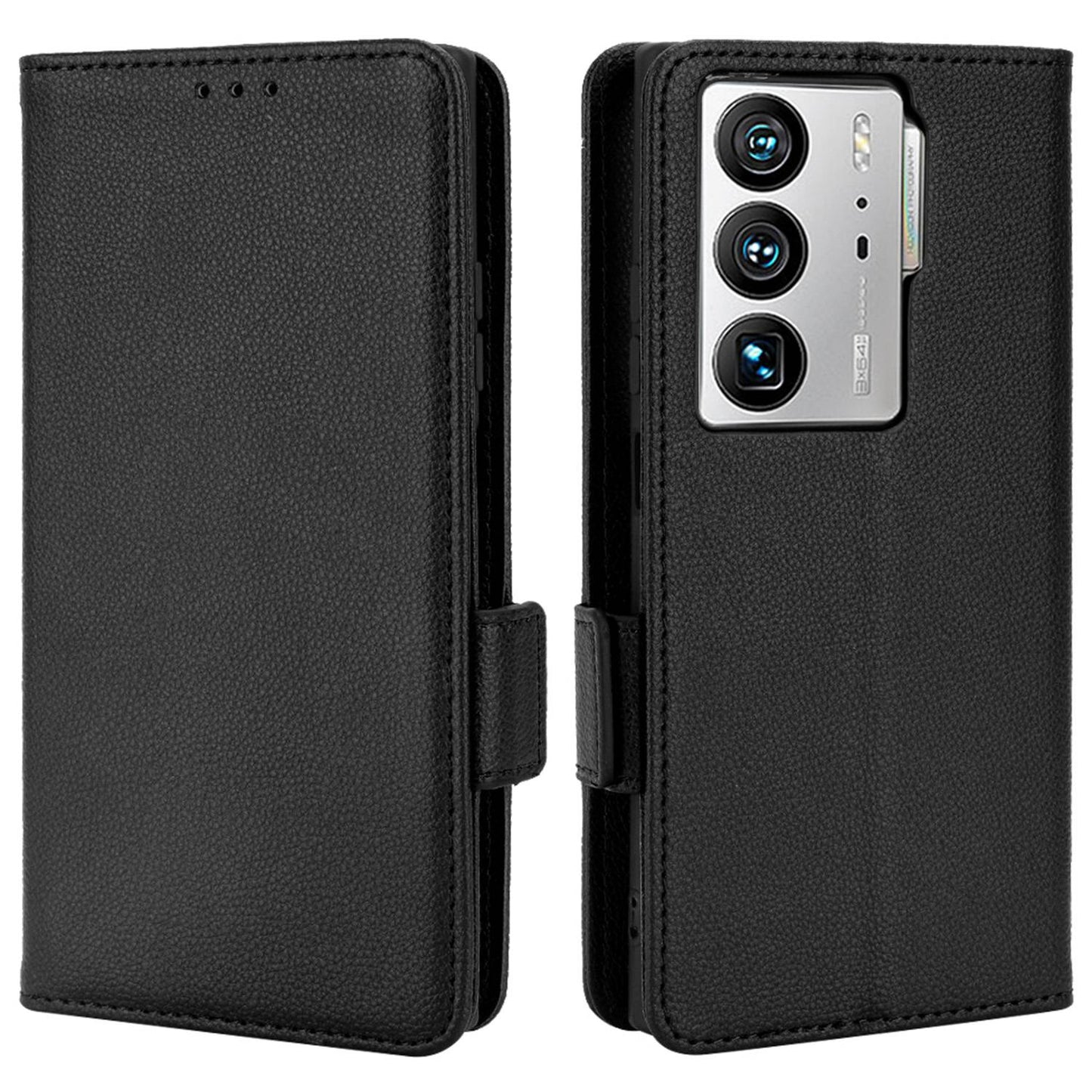 Litchi Texture Phone Cover for ZTE Axon 40 Ultra 5G, PU Leather Folio Flip Magnetic Clasp Case with Wallet Stand