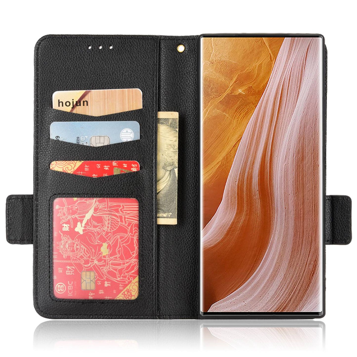 Litchi Texture Phone Cover for ZTE Axon 40 Ultra 5G, PU Leather Folio Flip Magnetic Clasp Case with Wallet Stand