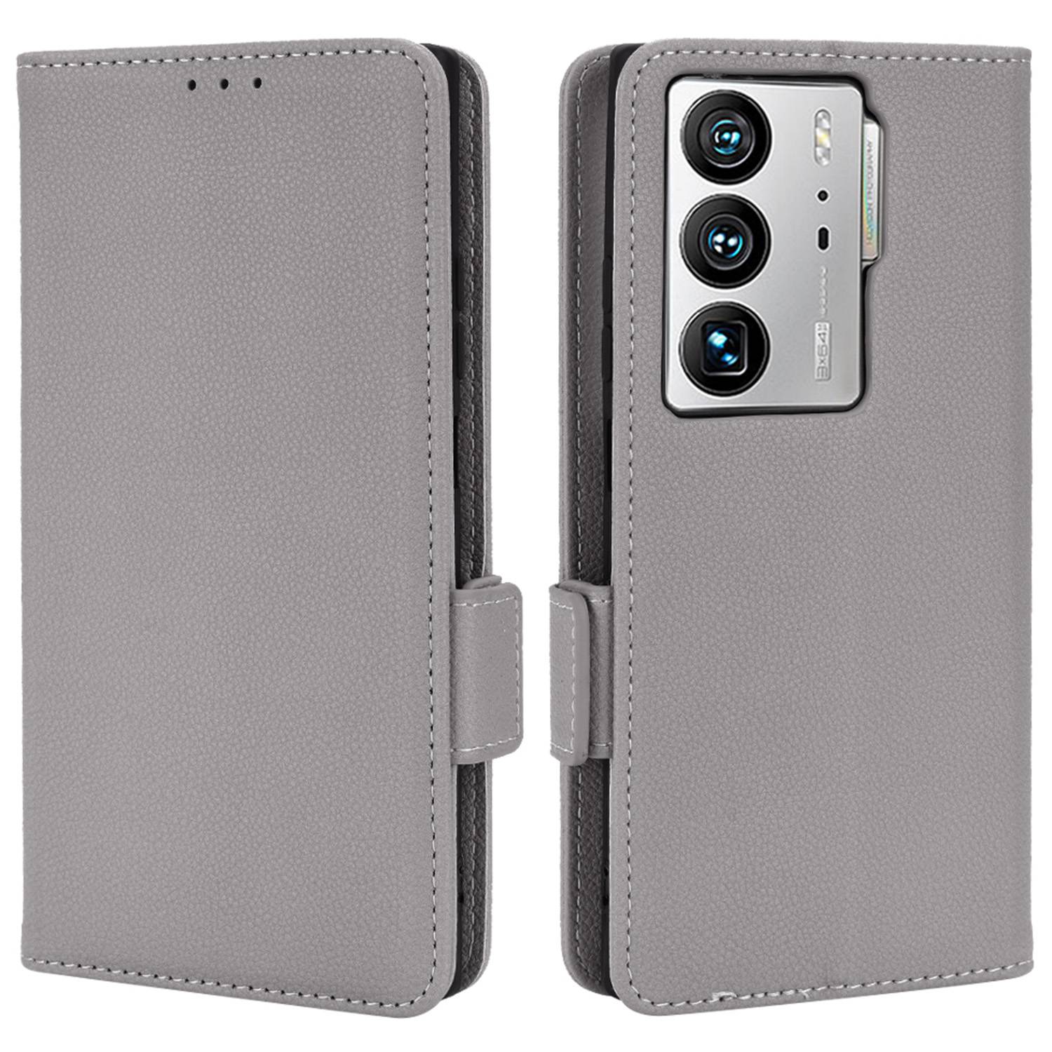 Litchi Texture Phone Cover for ZTE Axon 40 Ultra 5G, PU Leather Folio Flip Magnetic Clasp Case with Wallet Stand