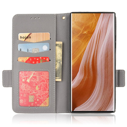 Litchi Texture Phone Cover for ZTE Axon 40 Ultra 5G, PU Leather Folio Flip Magnetic Clasp Case with Wallet Stand