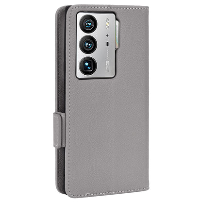 Litchi Texture Phone Cover for ZTE Axon 40 Ultra 5G, PU Leather Folio Flip Magnetic Clasp Case with Wallet Stand