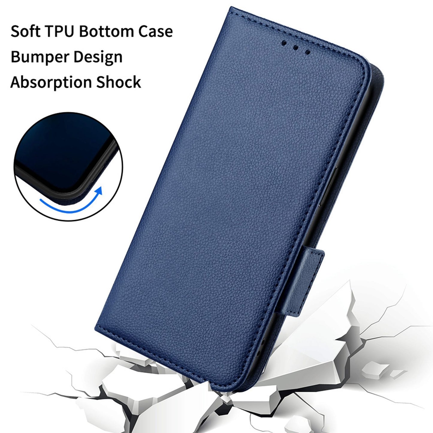 Litchi Texture Phone Cover for ZTE Axon 40 Ultra 5G, PU Leather Folio Flip Magnetic Clasp Case with Wallet Stand