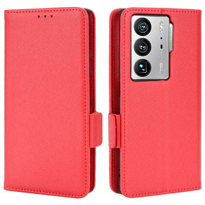 Litchi Texture Phone Cover for ZTE Axon 40 Ultra 5G, PU Leather Folio Flip Magnetic Clasp Case with Wallet Stand