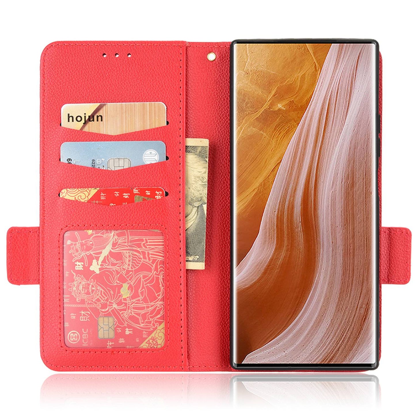 Litchi Texture Phone Cover for ZTE Axon 40 Ultra 5G, PU Leather Folio Flip Magnetic Clasp Case with Wallet Stand