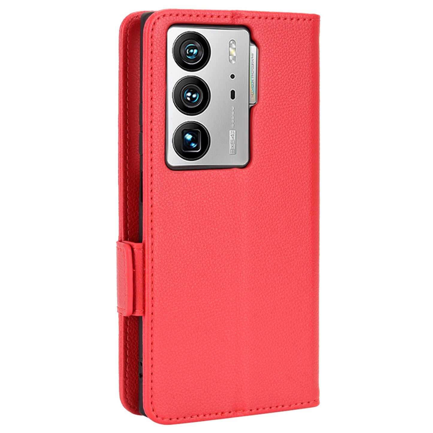 Litchi Texture Phone Cover for ZTE Axon 40 Ultra 5G, PU Leather Folio Flip Magnetic Clasp Case with Wallet Stand