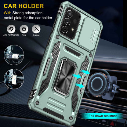 For Samsung Galaxy A52 4G / 5G  /  A52s 5G Anti-scratch Phone Case Slide Camera Cover PC + TPU Ring Kickstand Cell Phone Shell