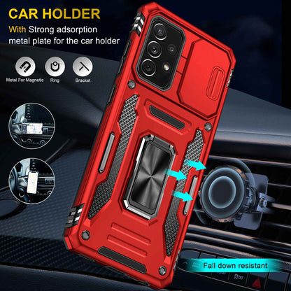 For Samsung Galaxy A52 4G / 5G  /  A52s 5G Anti-scratch Phone Case Slide Camera Cover PC + TPU Ring Kickstand Cell Phone Shell