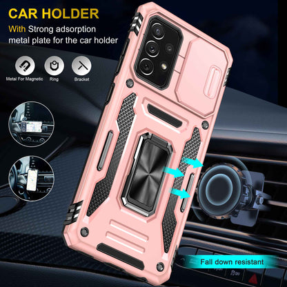 For Samsung Galaxy A52 4G / 5G  /  A52s 5G Anti-scratch Phone Case Slide Camera Cover PC + TPU Ring Kickstand Cell Phone Shell