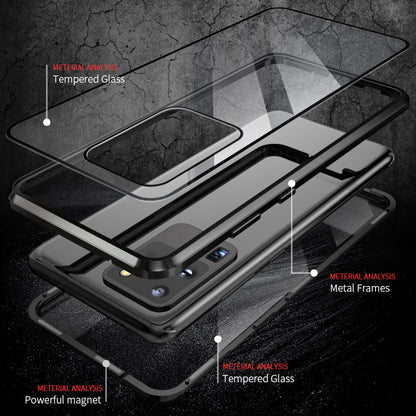 For Samsung Galaxy S20 4G / 5G Magnetic Case Clear Double Sided Tempered Glass Metal Bumper Frame Full Protective Phone Cover