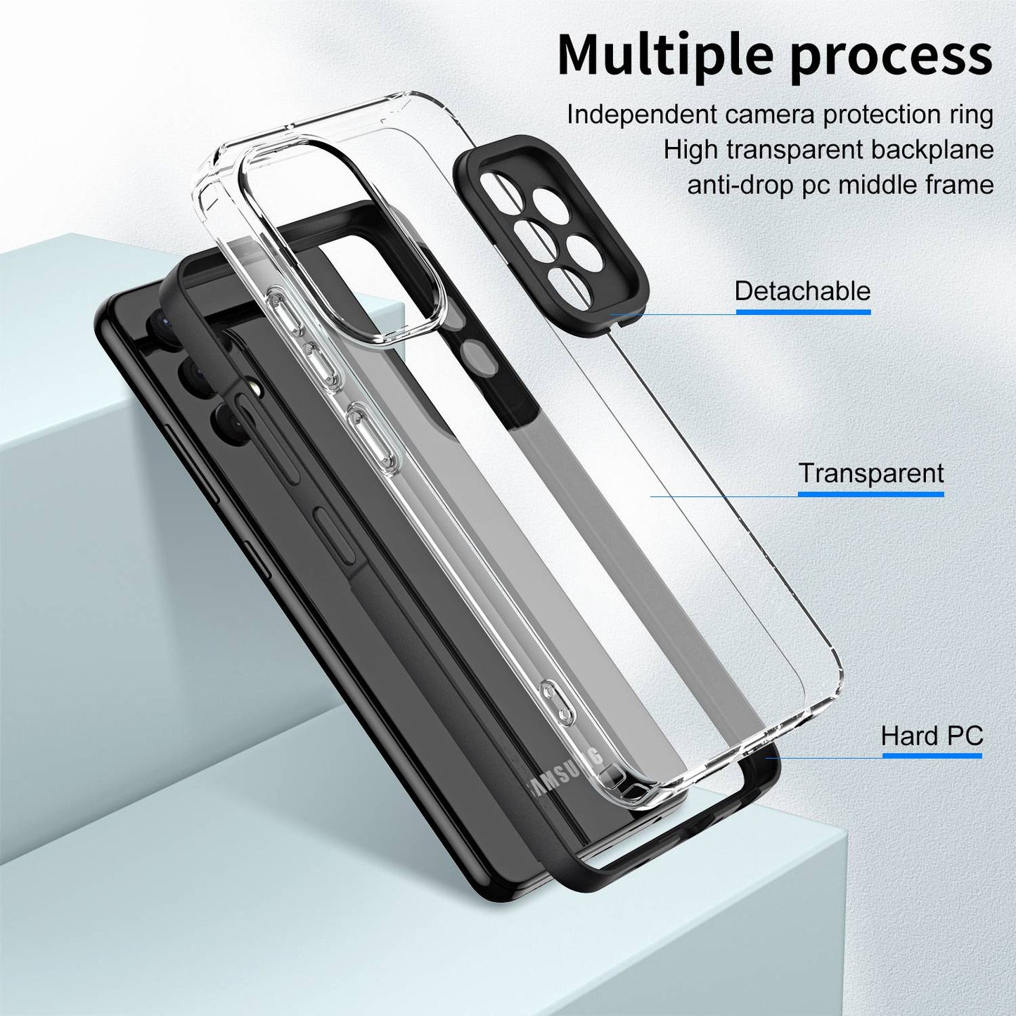 For Samsung Galaxy A52 4G / A52 5G / A52s 5G 3-in-1 Design Clear TPU + PC Phone Drop-proof Case Anti-scratch Back Cover