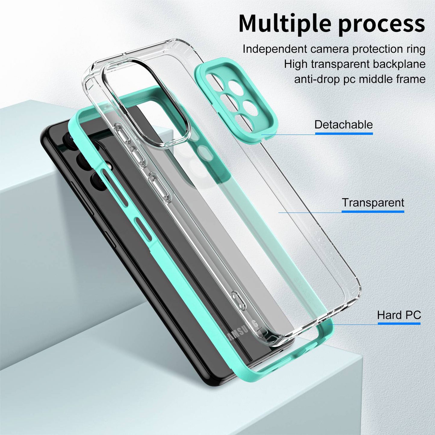 For Samsung Galaxy A52 4G / A52 5G / A52s 5G 3-in-1 Design Clear TPU + PC Phone Drop-proof Case Anti-scratch Back Cover