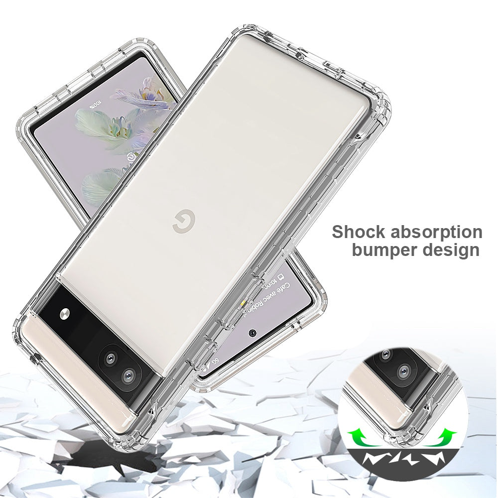 For Google Pixel 6a Transparent TPU + PC Phone Case Stylish Gradient Color Anti-scratch Protective Cover