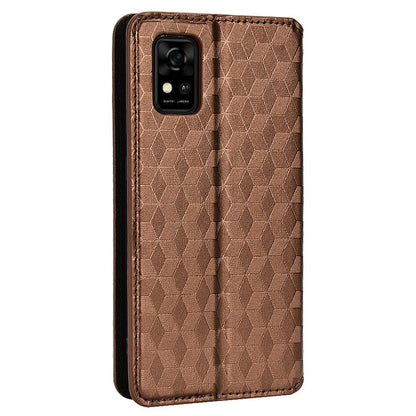 For ZTE Avid 589 / Avid Z589 Z5158 Rhombus Pattern Imprinted Shockproof Phone Case Magnetic Auto-absorbed Wallet Stand Cover