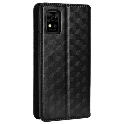 For ZTE Avid 589 / Avid Z589 Z5158 Rhombus Pattern Imprinted Shockproof Phone Case Magnetic Auto-absorbed Wallet Stand Cover