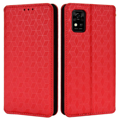 For ZTE Avid 589 / Avid Z589 Z5158 Rhombus Pattern Imprinted Shockproof Phone Case Magnetic Auto-absorbed Wallet Stand Cover