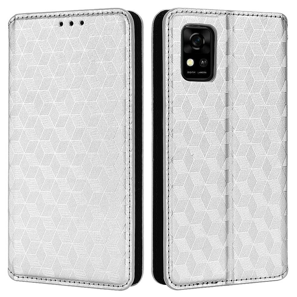 For ZTE Avid 589 / Avid Z589 Z5158 Rhombus Pattern Imprinted Shockproof Phone Case Magnetic Auto-absorbed Wallet Stand Cover