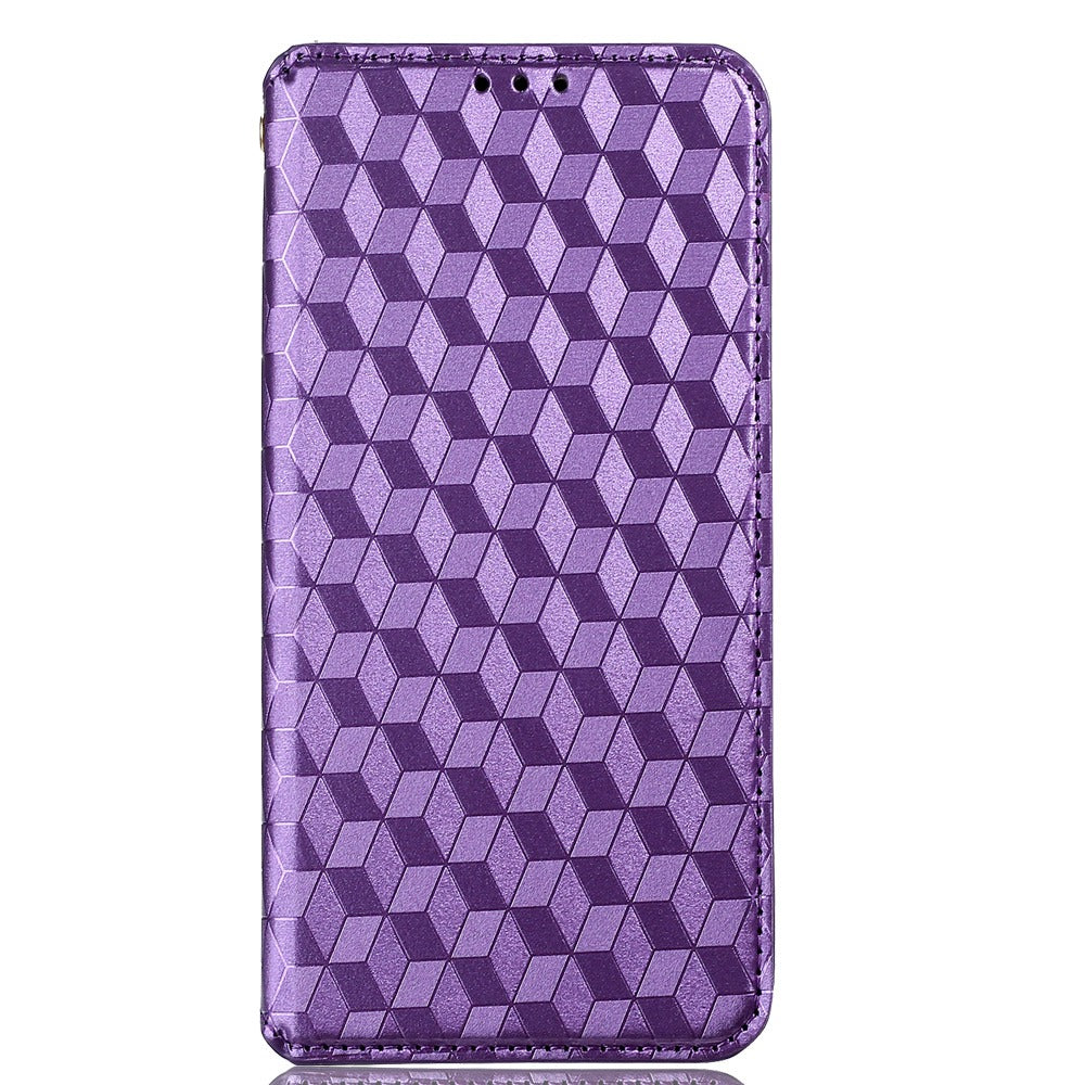 For ZTE Avid 589 / Avid Z589 Z5158 Rhombus Pattern Imprinted Shockproof Phone Case Magnetic Auto-absorbed Wallet Stand Cover