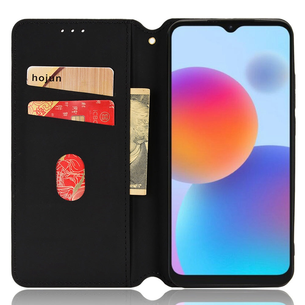 For ZTE Blade A52 Rhombus Pattern Imprinted PU Leather Wallet Case Folio Flip Auto Closing Magnetic Stand Phone Cover