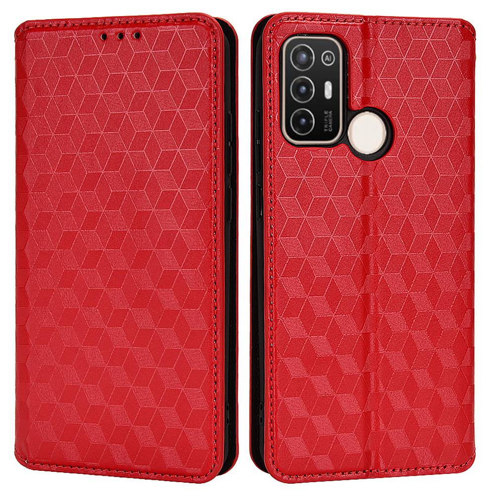 For ZTE Blade A52 Rhombus Pattern Imprinted PU Leather Wallet Case Folio Flip Auto Closing Magnetic Stand Phone Cover