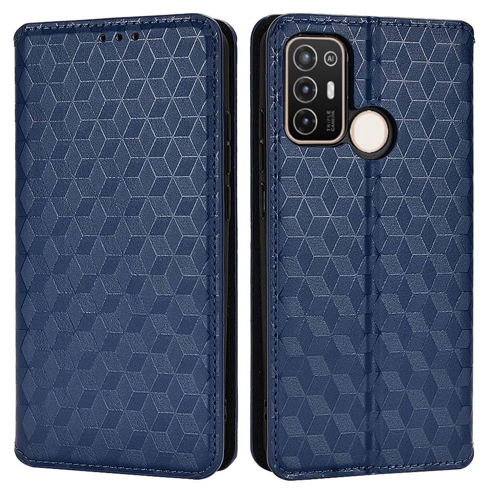 For ZTE Blade A52 Rhombus Pattern Imprinted PU Leather Wallet Case Folio Flip Auto Closing Magnetic Stand Phone Cover