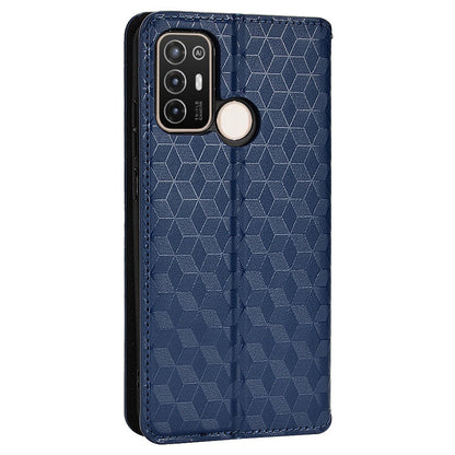 For ZTE Blade A52 Rhombus Pattern Imprinted PU Leather Wallet Case Folio Flip Auto Closing Magnetic Stand Phone Cover