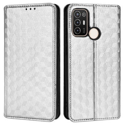 For ZTE Blade A52 Rhombus Pattern Imprinted PU Leather Wallet Case Folio Flip Auto Closing Magnetic Stand Phone Cover