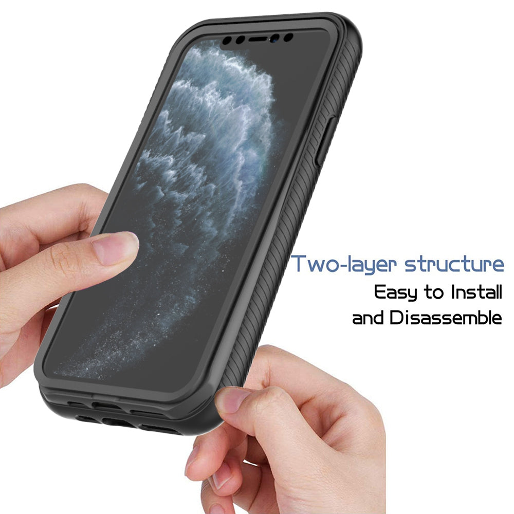 For iPhone 11 Pro 5.8 inch Hard PC + Soft TPU Hybrid Cover Anti-drop Phone Case with PET Screen Protector