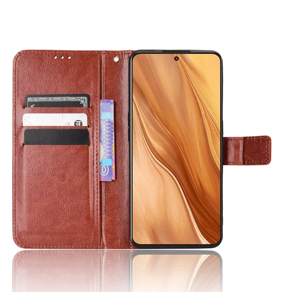 For Realme GT2 Explorer Master 5G TPU+PU Leather Wallet Phone Cover Crazy Horse Texture Stand Phone Shell with Strap