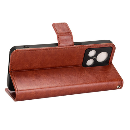 For Realme GT2 Explorer Master 5G TPU+PU Leather Wallet Phone Cover Crazy Horse Texture Stand Phone Shell with Strap